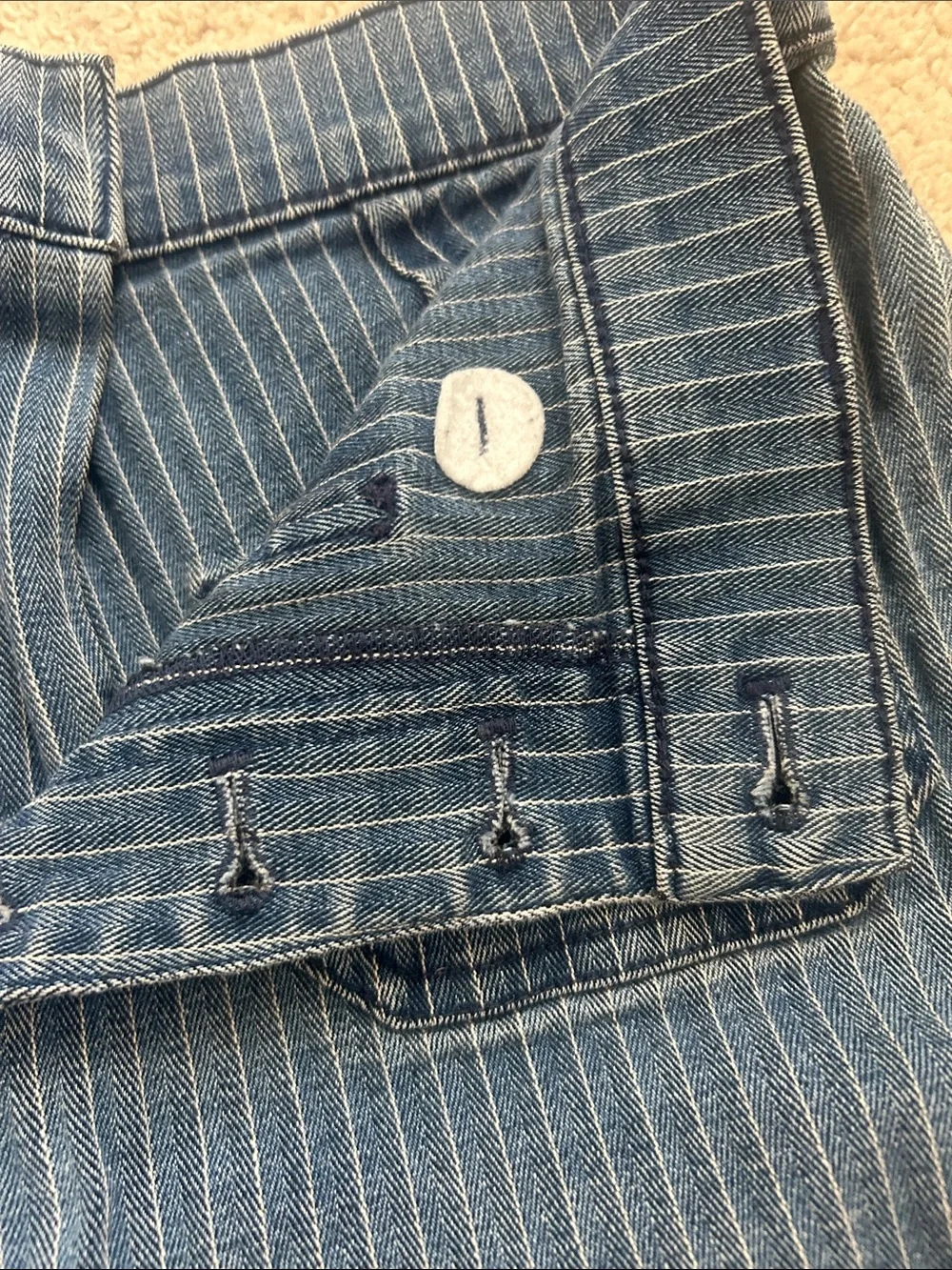 J. Crew Blue Pinstripe Denim-Style Cotton Shorts
